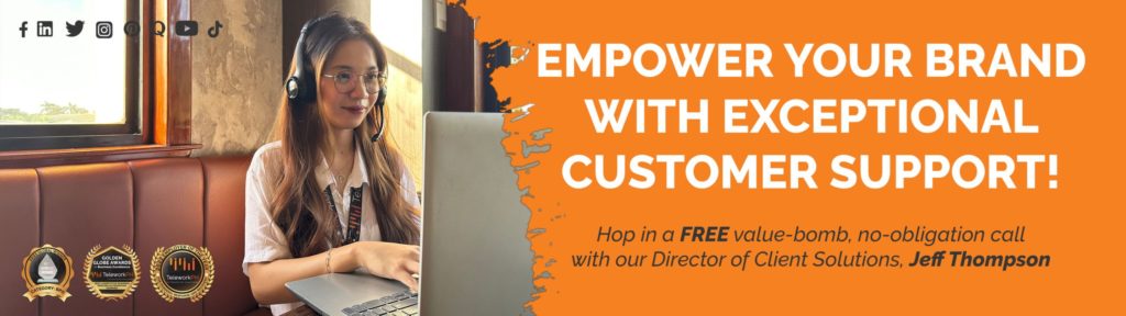 "Empower Your Brand with Exceptional Customer Support! Hop in a FREE value-bomb, no-obligation call with our Director of Client Solutions, Jeff Thompson. "